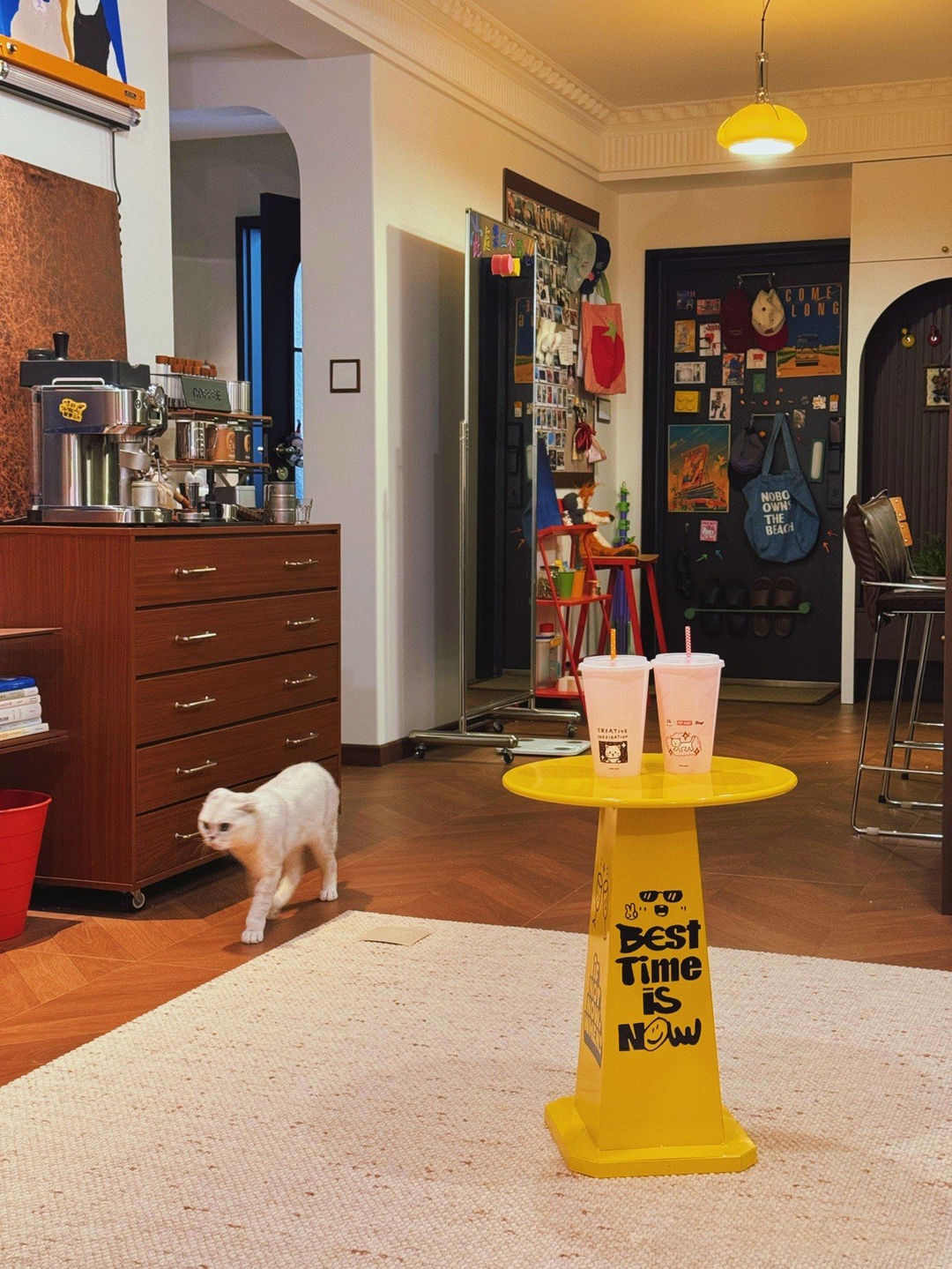 Dark Brown Herringbone Tiles in a Mid-Century Home — An Everyday Moment