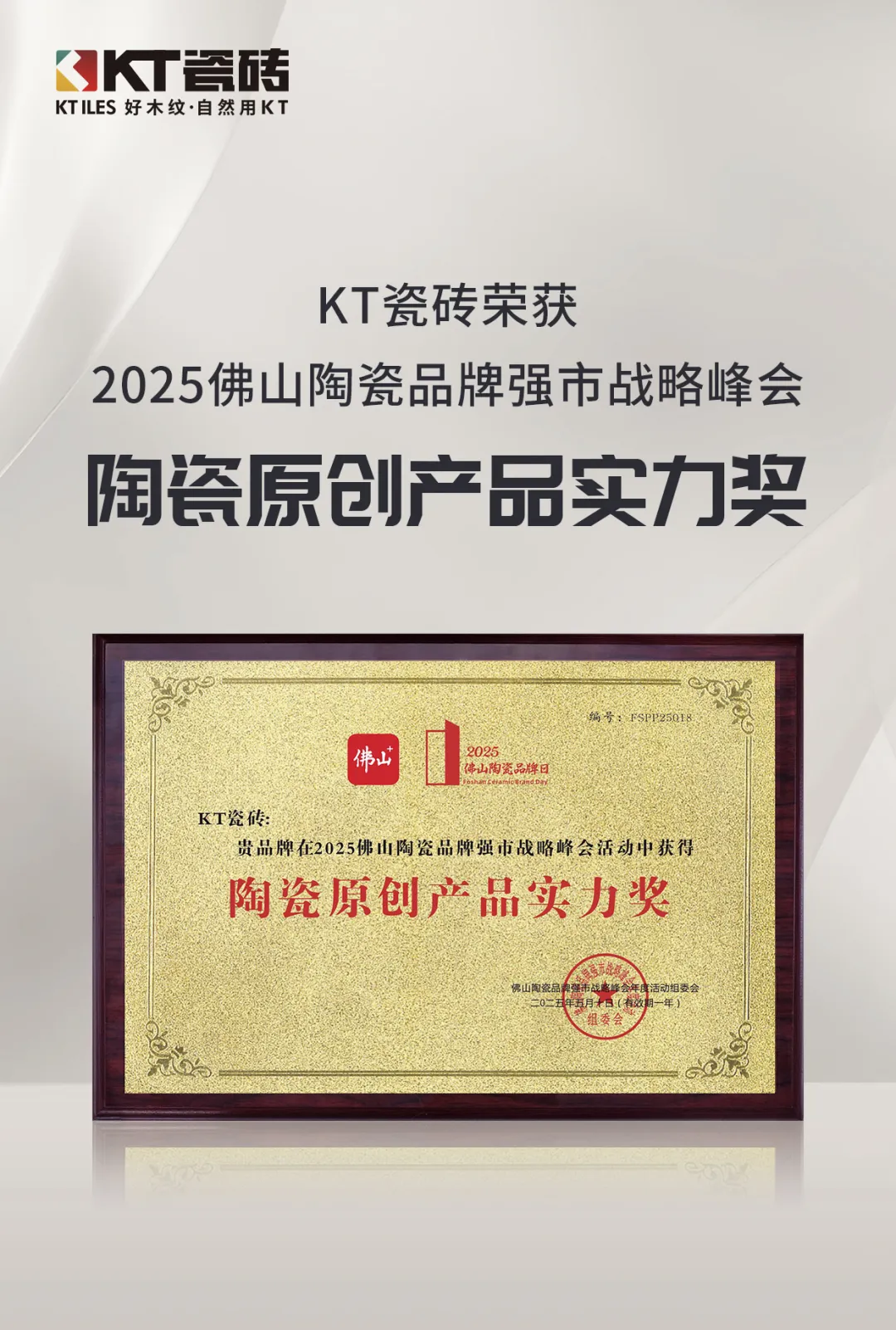 KT瓷砖荣耀加冕  双奖连获见证木纹砖领军实力