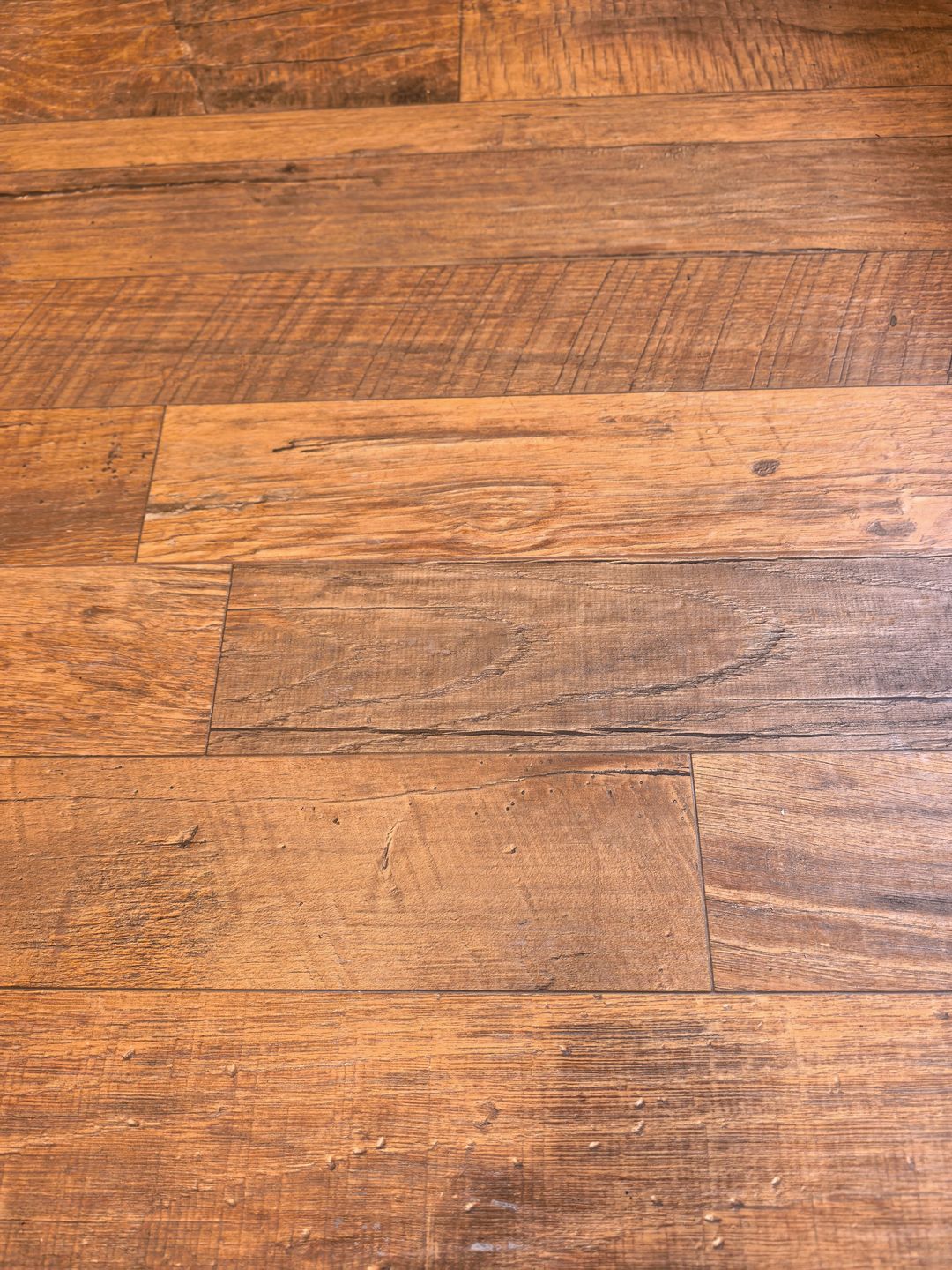 Reclaimed-Timber-Effect Tiles in a Commercial Interior — Chiselled Texture