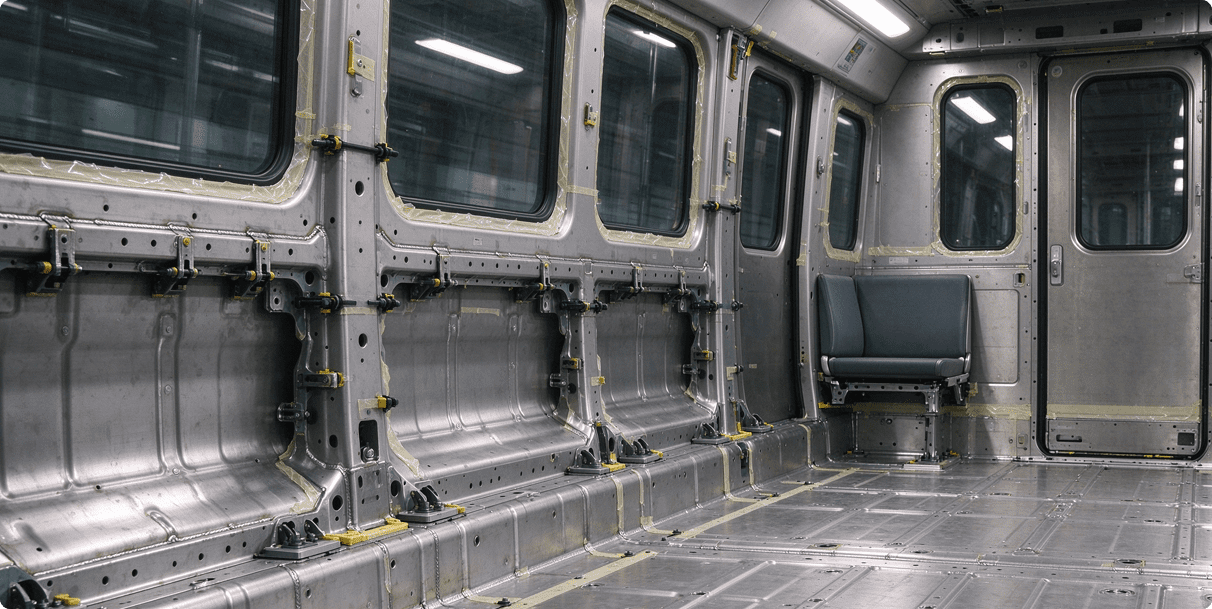 Large Internal Sheet-Metal Frames for Metro and High-Speed Rail Cars